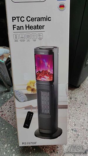 Керамична печка Rosberg с 3D огнен ефект, 2000 W, LED дисплей, Осцилация