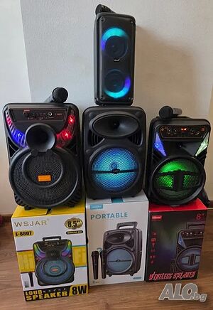 Преносима караоке тонколона с микрофон, 8W, RGB LED светлини, ДУ, Bluetooth, USB порт, TF/SD слот