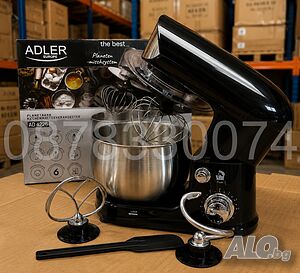 Планетарен миксер Adler AD 4226, 1200W, 6 скорости, 3 приставки, 3 литра, Неръждаема стомана, Черен