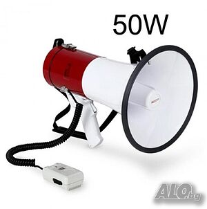 Мощен мегафон с вградена сирена и трубка 12v 50w