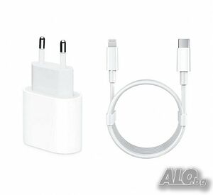 Комплект, мрежово зарядно, съвместимо с Apple, iPhone, бързо зареждане, кабел, USB-C, Type-C, 20W