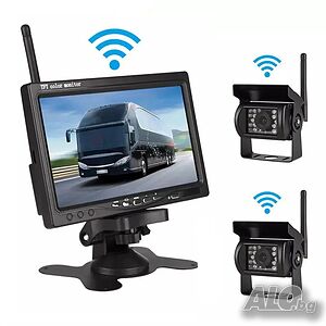 Комплект Монитор + Две камери за Кола/Камион, система за паркиране, охрана, LCD, 12VDC, 24VDC, 7”