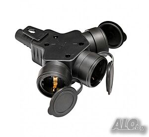 Български куплунг за контакт ”шуко”, 3-ка, гумиран, 220VAC, 16A, IP44