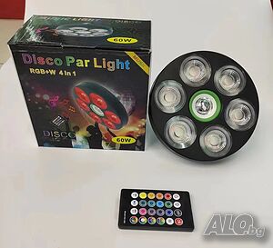 Многофункционална LED RGB Диско Лампа 4 в 1 с Фасунга и Дистанционно