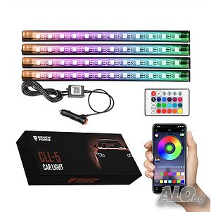 Комплект от 4 RGB околни светлини с приложение за Bluetooth телефон, 12V, 12 светодиода, 22,5 cm