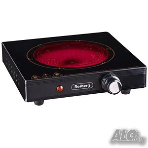Керамичен котлон Rosberg R51445DB, 2000W, Инфрачервен, Термостат, Черен - 2 ГОДИНИ ГАРАНЦИЯ