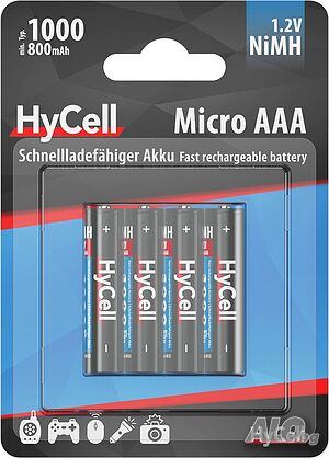 Акумулаторна батерия HyCell, презареждаема, 1,2VDC, 800mAh, AAA, R03, Ni-MH