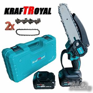 ТОП ЦЕНА!! Aкумулаторен трион с 2 шини и 2 броя батерии 36V 8AH в Куфар