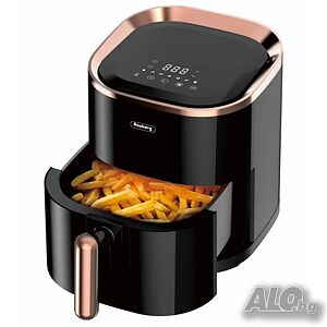 Фритюрник с горещ въздух AirFryer Rosberg R51980Z, 1200W, 3.5 л, 7 програми, Таймер, Черен/златист