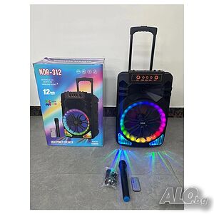 Мощна Tонколона NDR-312 с 12 инча говорител, безжичен микрофон и дистанционно, 1500W