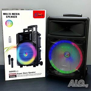 ПРОМО!! Портативна Караоке Тонколона ZQS12131 с 2 безжични микрофона, черна, 12 Инчова