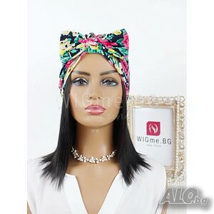 Тюрбан за коса с пандела на цветя черен