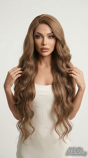 Светло кестенява къдрава lace front neрука 13x4 лейс фронт