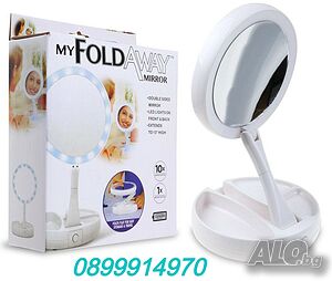 Козметично LED огледало, сгъваемо, бяло/ Cosmetic LED mirror, foldable, white