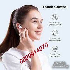 Безжични слушалки, Bluetooth 5.0, Touch Control, Бял
