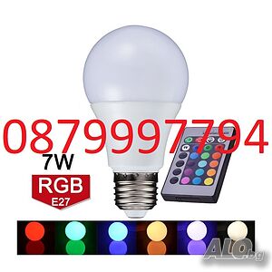 Цветна LED RGBW крушка с дистанционно
