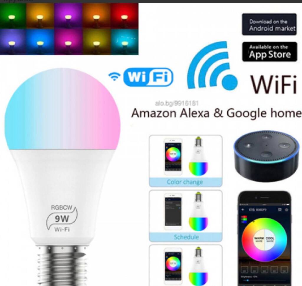 Интелигентна WiFi, smart, LED крушка - Интелигентна крушка с достъп ...