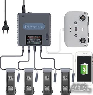Зареждачка 6 в 1 за DJI Mavic 3 Classic/Standard/Pro дронове зарежда 4 батерии и 2 у-ва едновременно