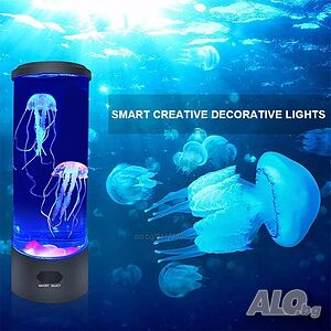 Нощна LED лампа аквариум с две медузи, 16 цвята