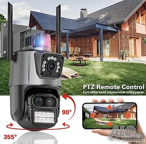 Двойна Wi-Fi Камера, 360 Градуса, ICSEE, 10 мегапиксела, нощно виждане