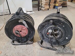Макара с кабел удължител 50 метра, здрава изпозлвана, с 4 контакта, до 3000 W.
