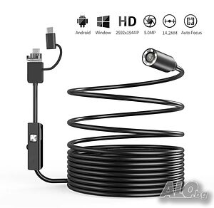 АВТОФОКУС ендоскоп 5Mp-водоустойчив UltraHD, USB/typeC/WiFi