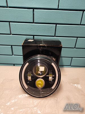 Aramox 150W LED Мотоциклетна Фар 7 инча, Кръгъл с LED Хало за Wrangler