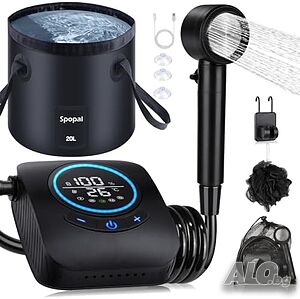 Преносим къмпинг душ Spopal 8000mAh с кофа 20L