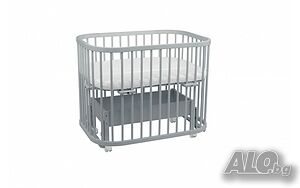 Кошара за Бебе, Детско Легло Смарт 5в1 с Люлка и Матрак - Цвят Сива