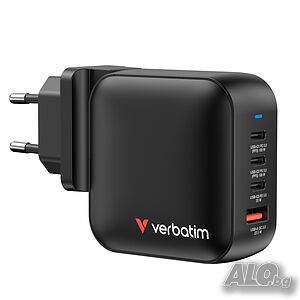 Зарядно устройство, Verbatim Mini GaN Charger 100W 4 Port US plug with EU and UK adaptors