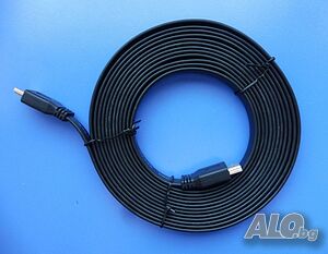 Високоскоростен HDMI мъжки / HDMI мъжки кабел, златен, Ethernet, плосък, дължина 5 м