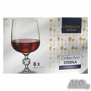 Комплект от 6 чаши за червено вино Bohemia Sterna, 340мл