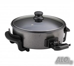 Електрически тиган за приготвяне на пица Rosberg R51010B, 1500W, 32 см, Терморегулатор, Незалепващо