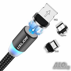 Магнитен кабел U s l i o n 3 в 1 за зареждане на телефони - micro USB