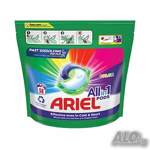 Перилни капсули с Cool Clean технология Ariel Allin1 Color 58 ПРАНЕТА